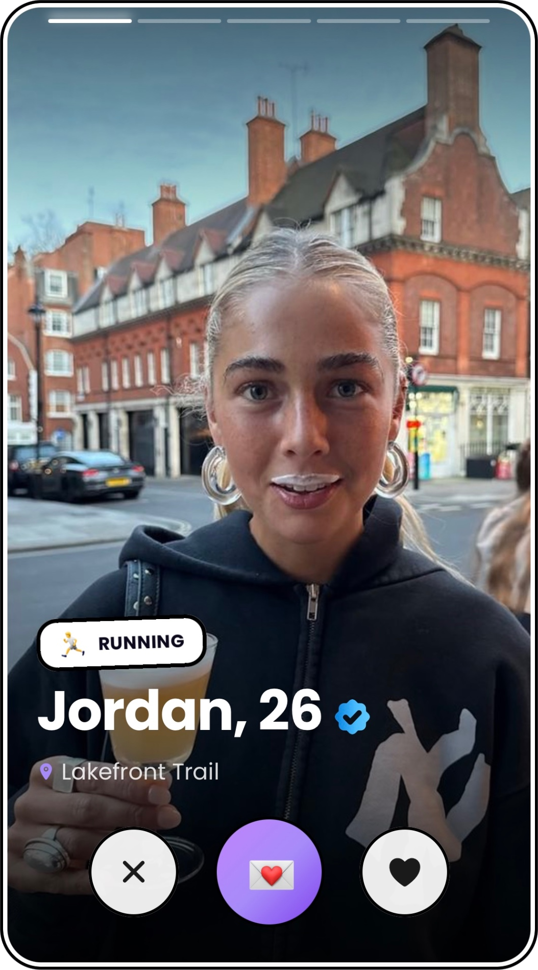 Showup profile card for Jordan running